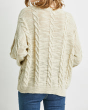 將圖片載入圖庫檢視器 &quot;Blair&quot; Women Cotton Linen Blend Cable Crewneck Sweater
